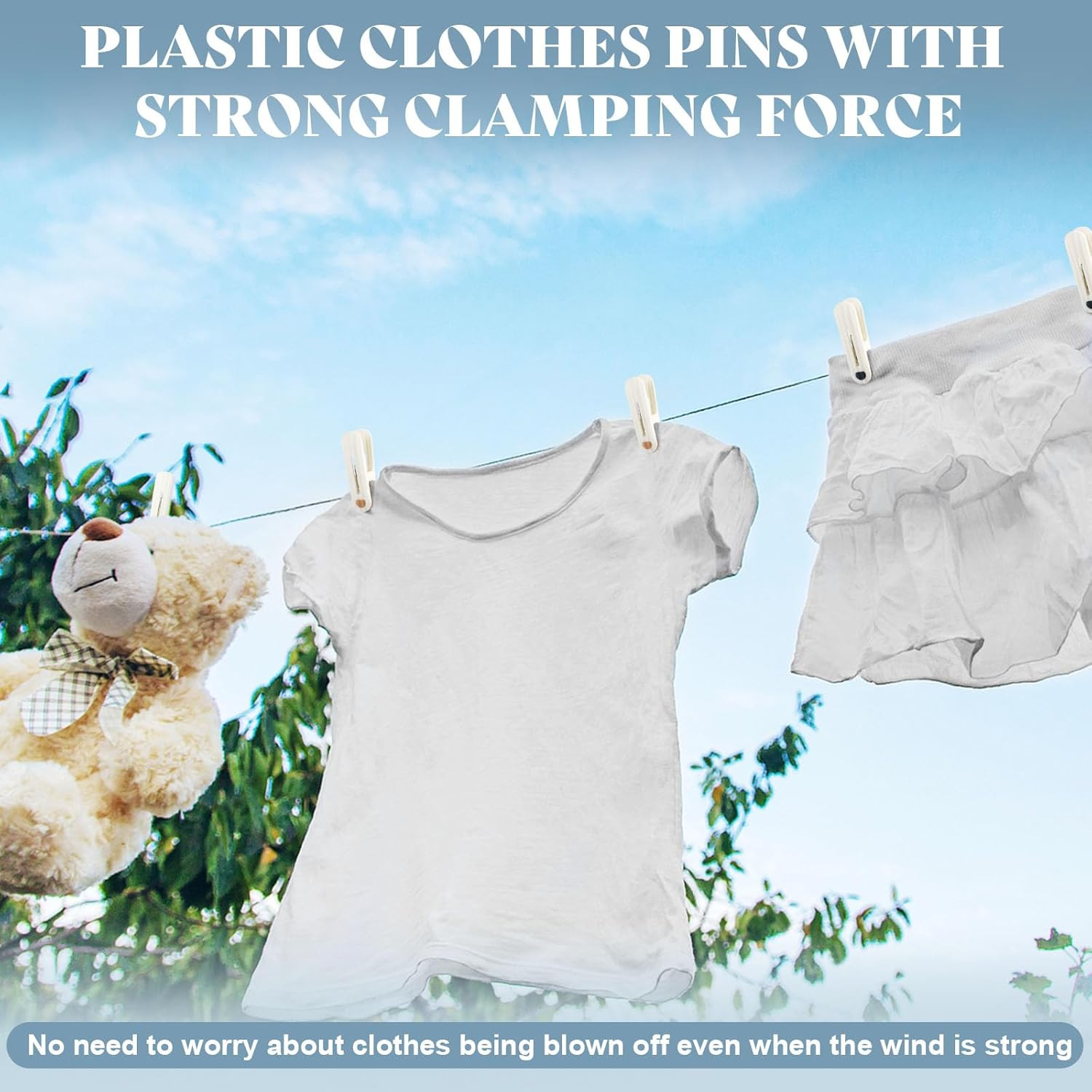 24 Pack Plastic Clothes Pins Heavy Duty Clothespins for Laundry, 2.36 Inch Cloth