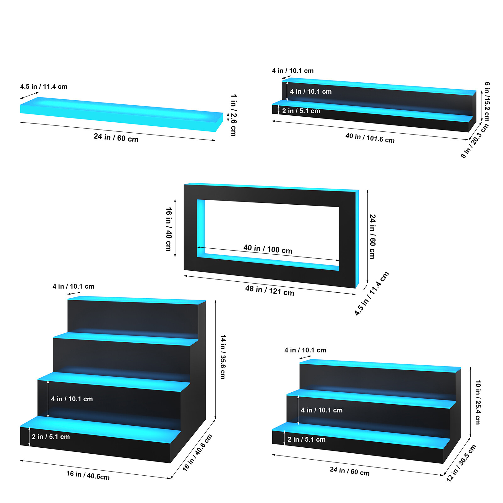 VEVOR LED Lighted Liquor Bottle Display Bar Shelf RF & App Control