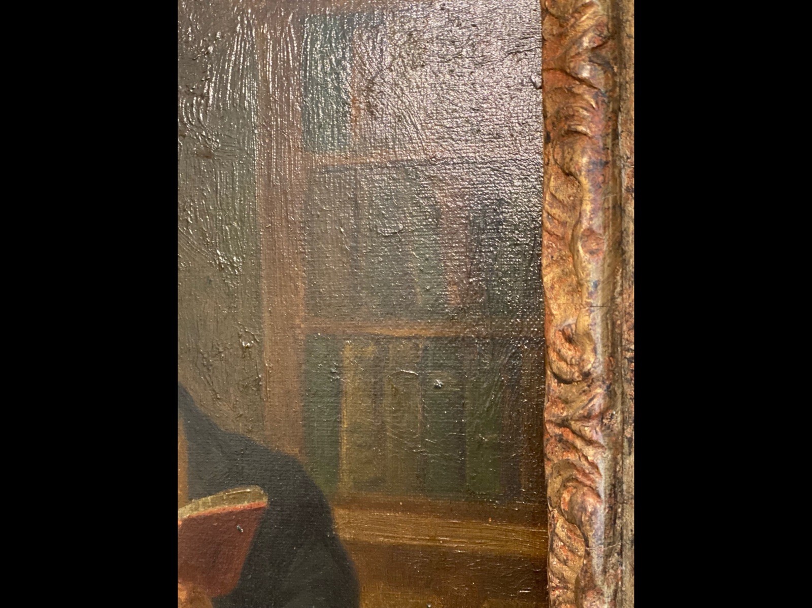 George Fox (British 1876 1916) The Professor Oil On Canvas Gilt Frame Signed