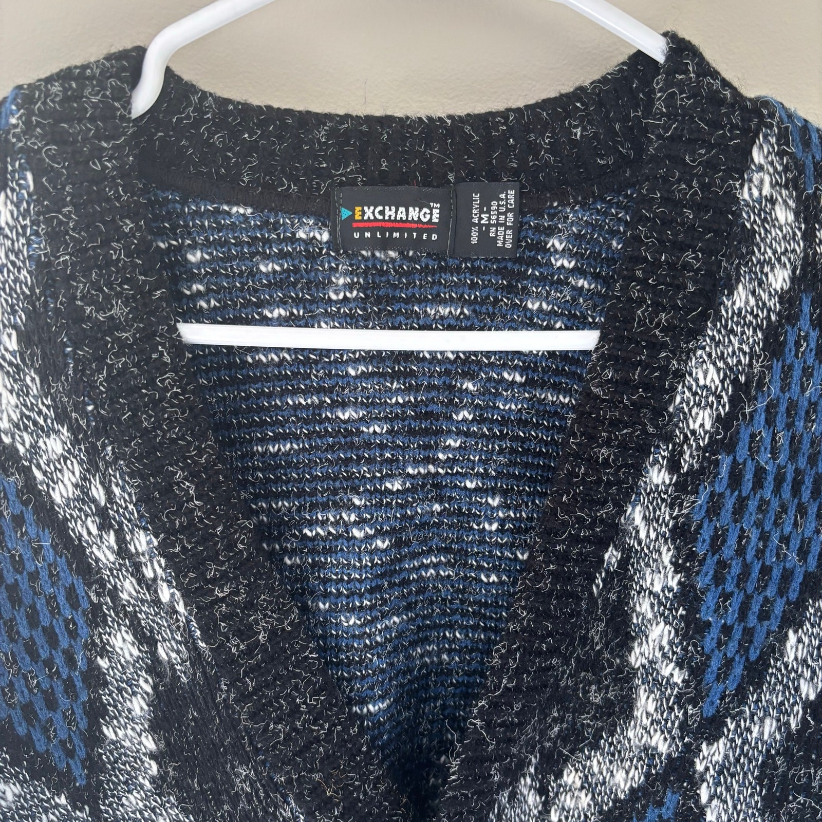 Vintage Exchange Unlimited Cardigan Sweater Eclectic Grandpa Geometric Size M