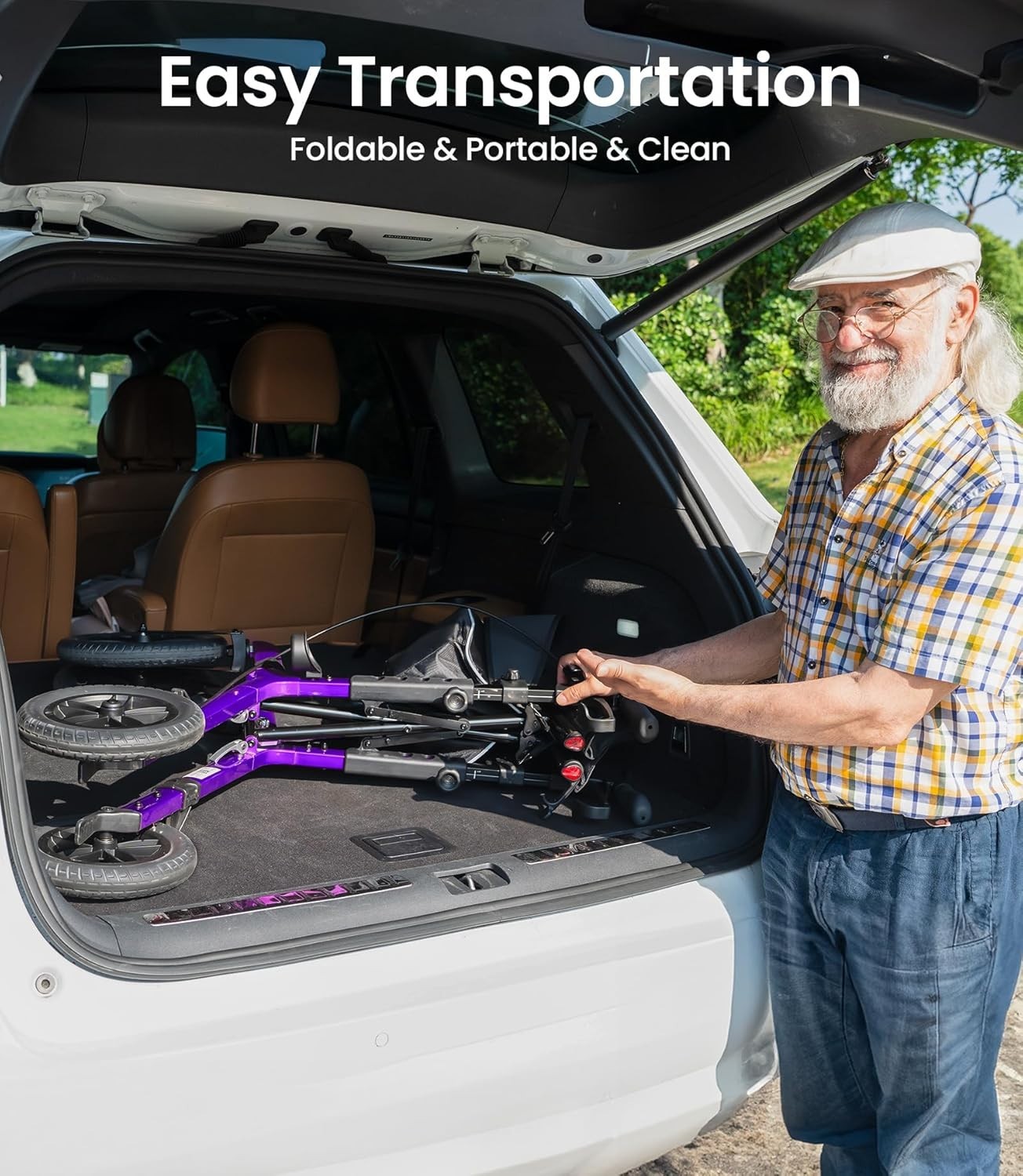 VOCIC Walker with Seat for Seniors,Z57 with 12"All Terrain Wheels-Used