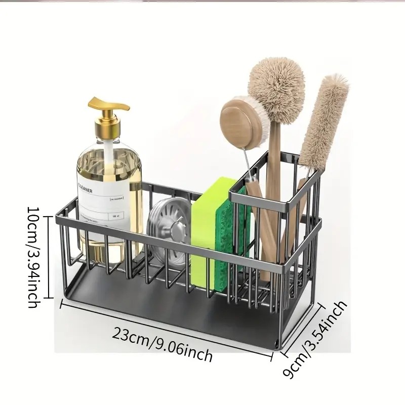 Stainless Steel Kitchen Sink Sponge Organizer Rack with Chopsticks Towel Holder