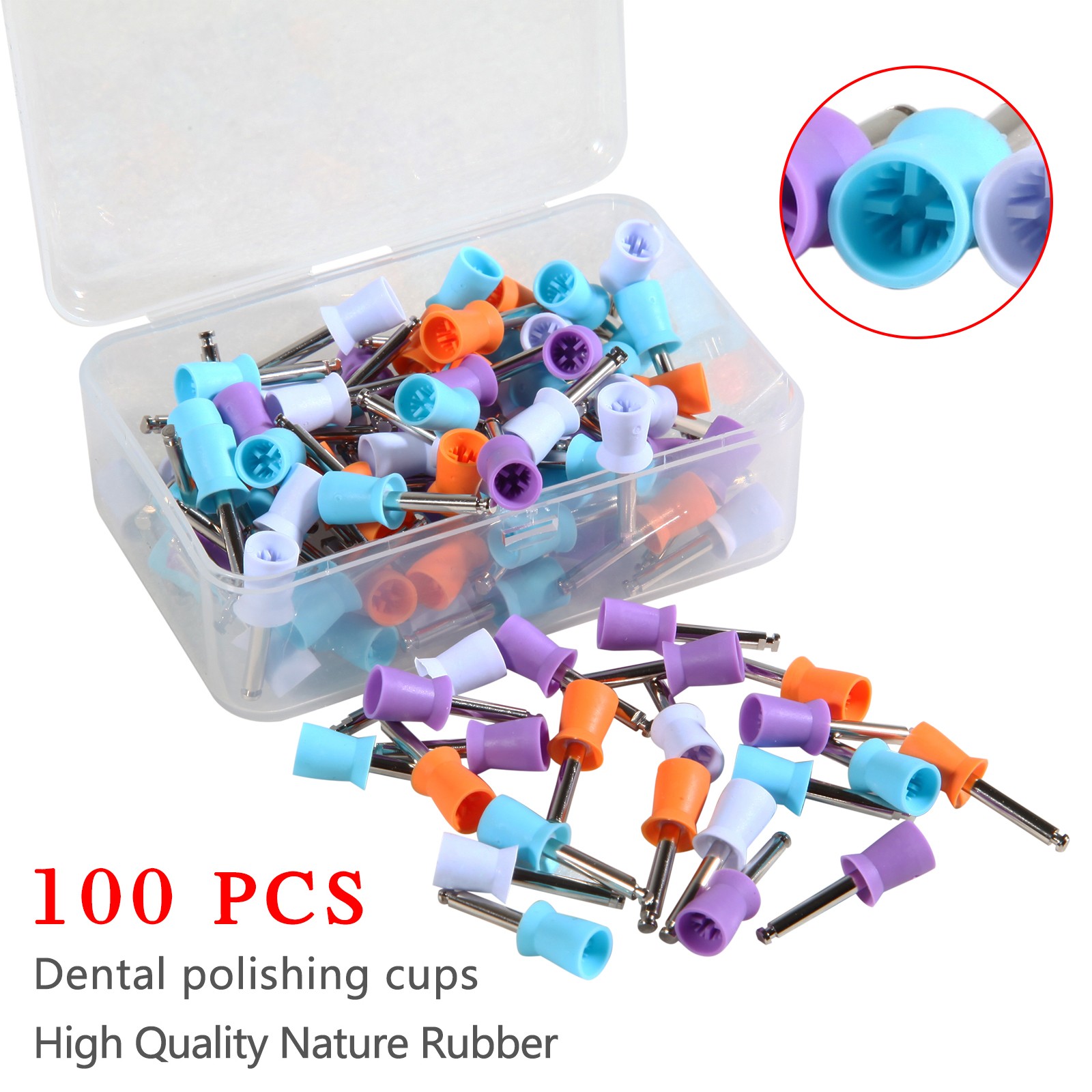 100-1000*Dental Rubber Prophy Tooth Teeth Polish Polishing Cups Latch Type Brush