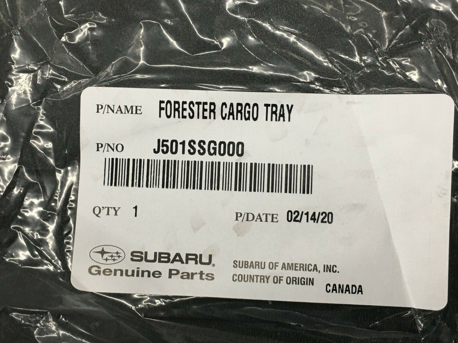 Subaru 2014-2018 Forester Rear Cargo Tray Mat Liner Black OEM NEW J501SSG000