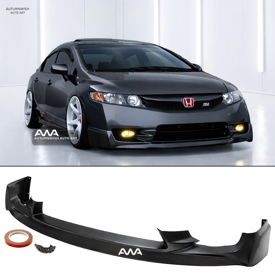 Fits 09-11 Honda Civic 4Dr Sedan PU Mugen Style Front Bumper Lip Body Kit