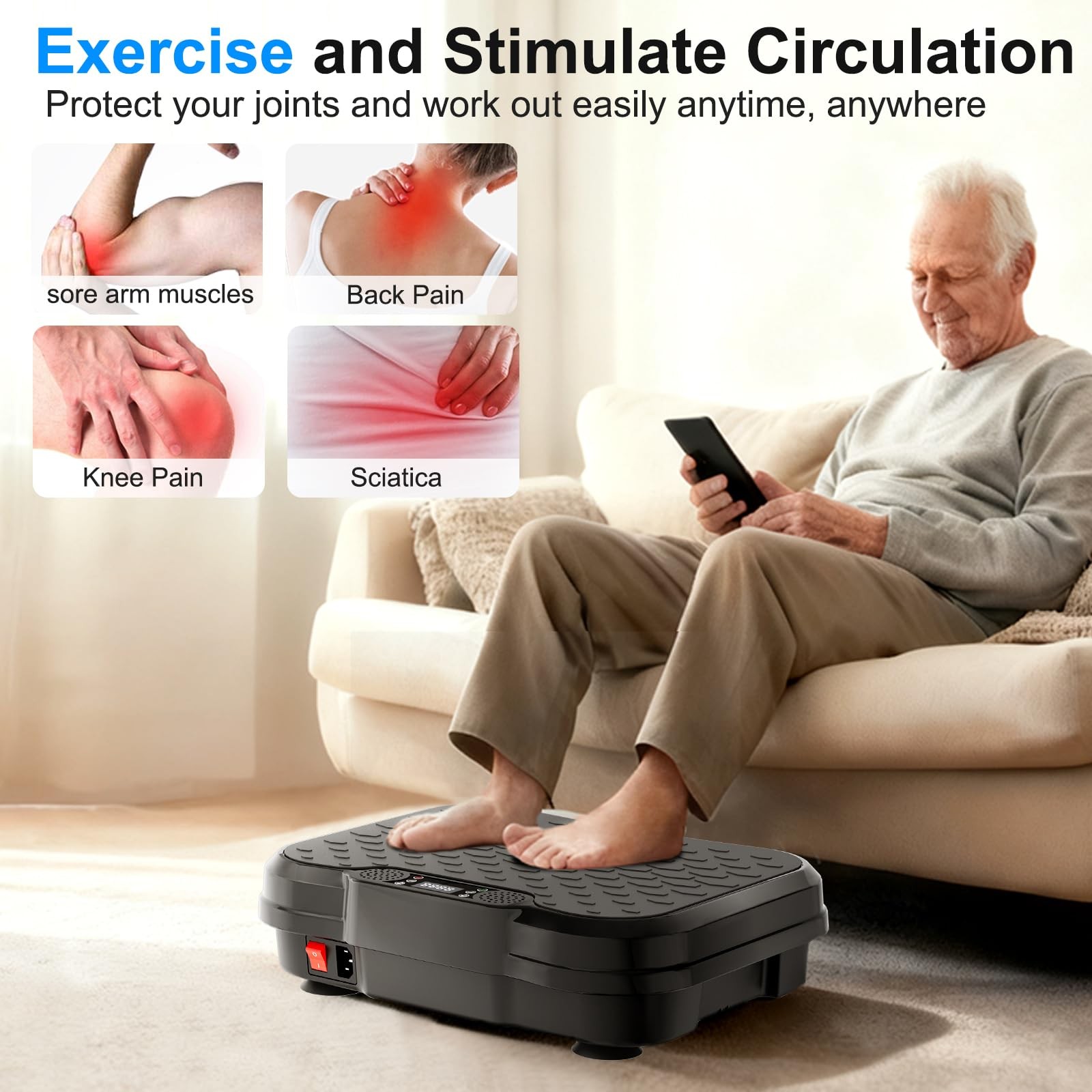 Vibration Plate for Lymphatic Drainage, 450 lbs, 250 Speeds, Weight Loss