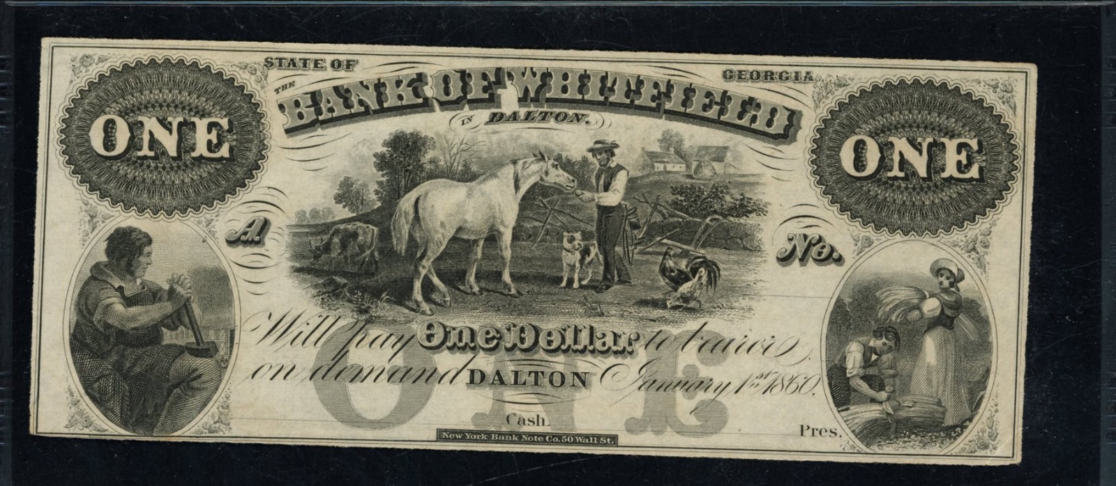 1860 Bank of Whitfield in Dalton GA $1 PMG 58 EPQ GA155G2