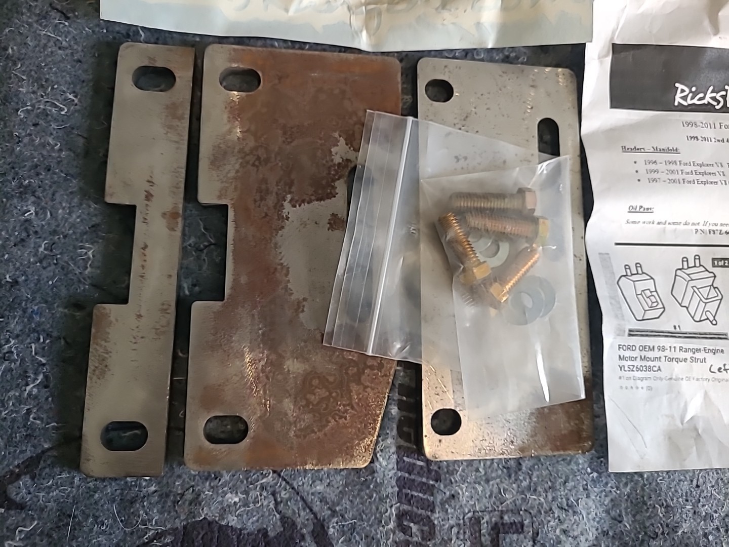 Ricks Rangerz 98-11 Ford Ranger V8 Motor Mounts Plate Mount Kit. 2wd Free Ship