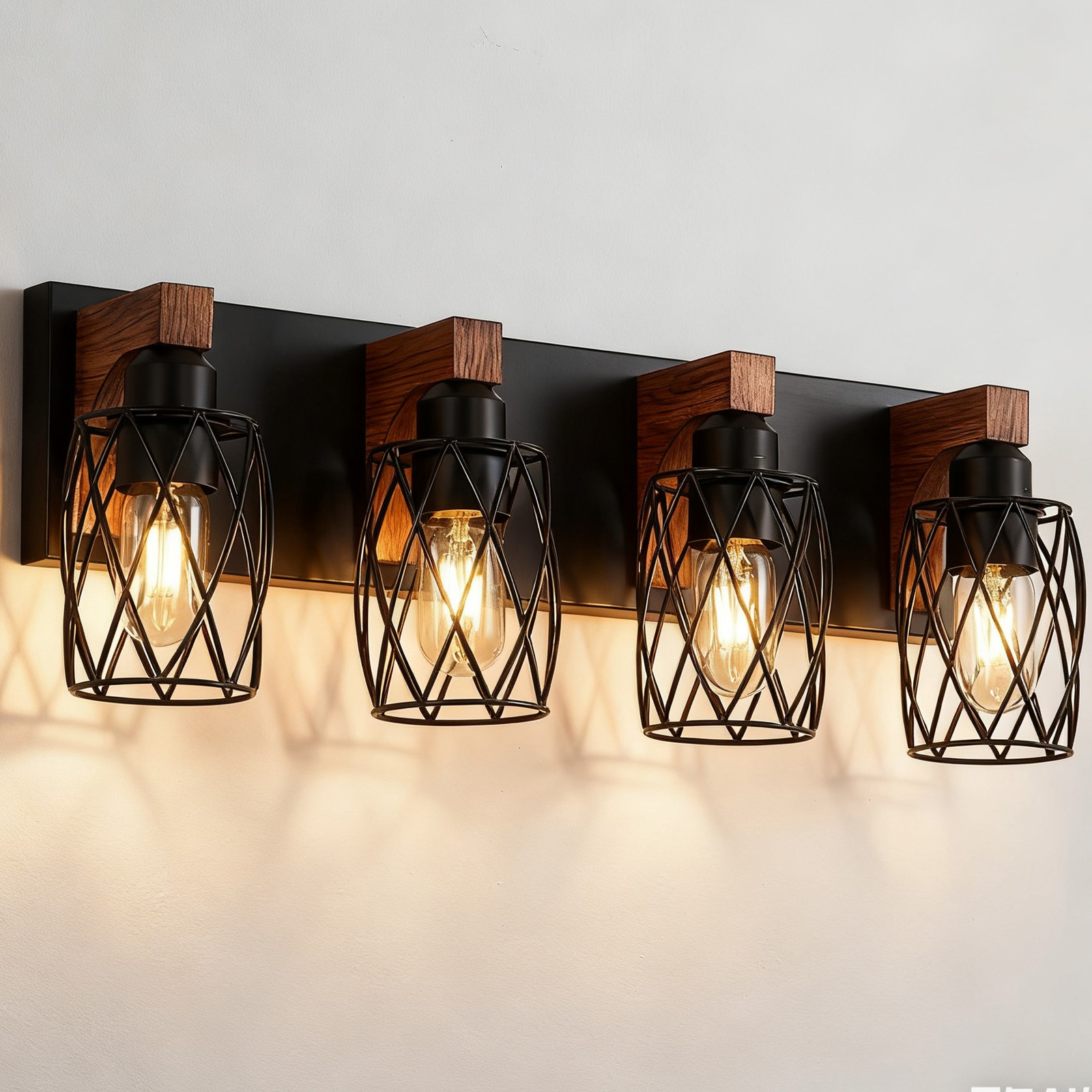 Vanity 4 Light 24'' Metal Black Farmhouse for Bathroom Mirror Wall Lamp Fixture