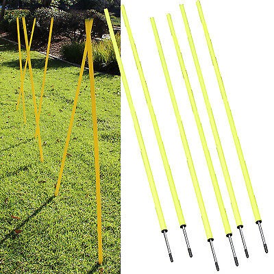 6 Pieces ~ Dog Agility Equipment Stick in the Ground Weave Pole w/Spike 5ft tall