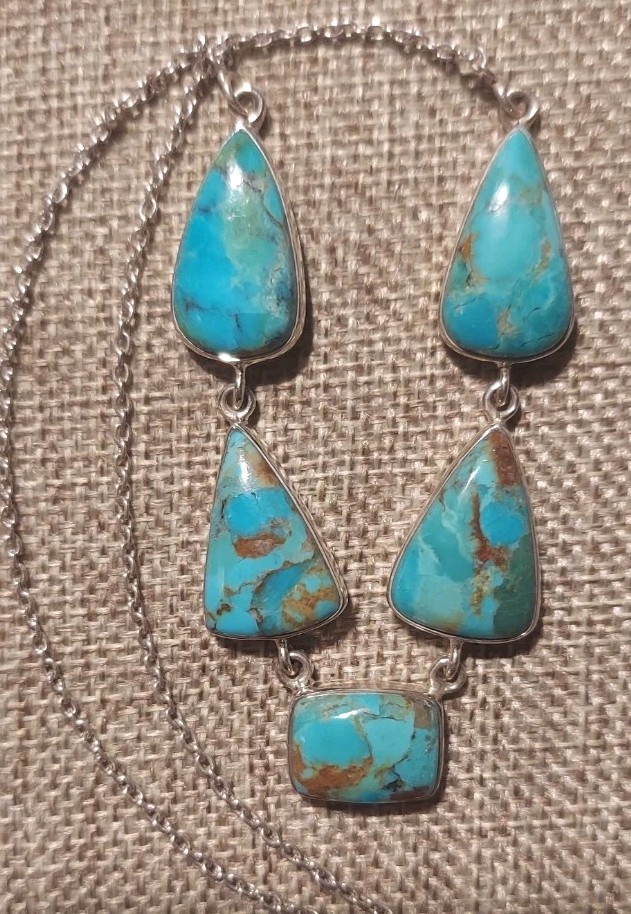 New Sterling Silver & Mojave Turquoise Necklace