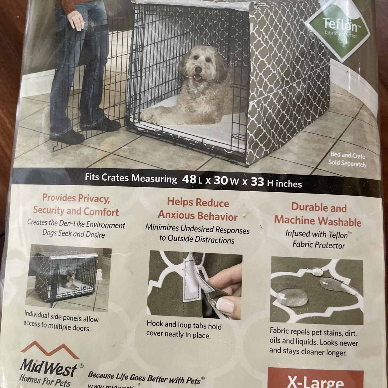 New Mid West Brown Quiet Time Crate Cover Privacy Pet Dog XL 48L x 30W x 33H