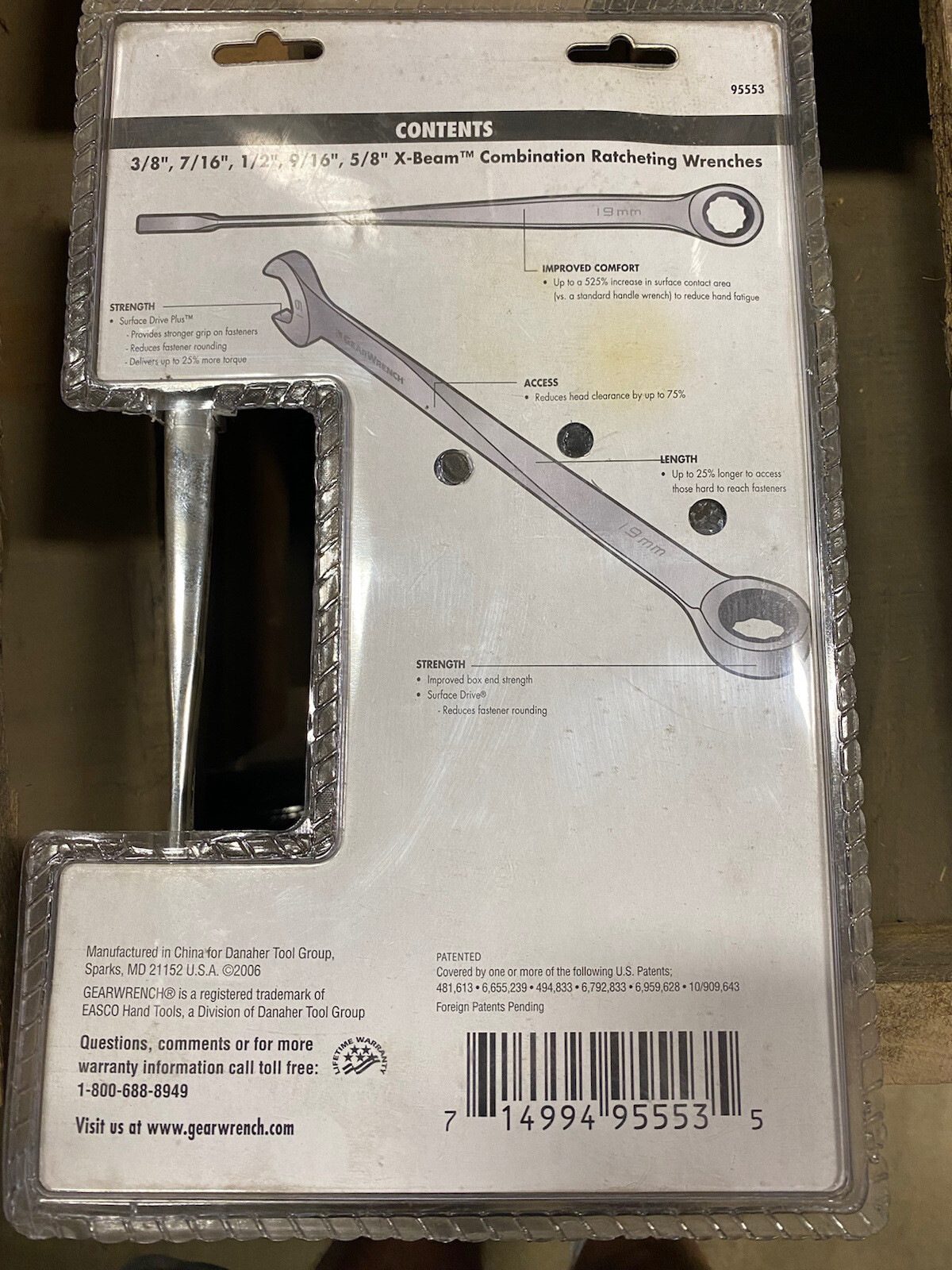 GearWrench 5pc Sae XL X-Beam Combo Wrench Set #95553