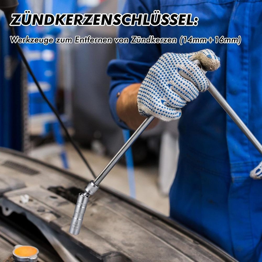 14mm & 16mm Thin Wall Magnetic Swivel Spark Plug Socket 12-Point Removal Tool