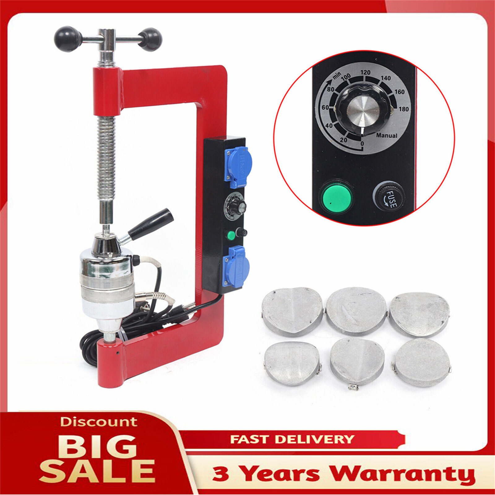 Tire Patch Repair Tool Kit Spot Hot Vulcanizing Machine + 6 Mold Car Vulcanizer