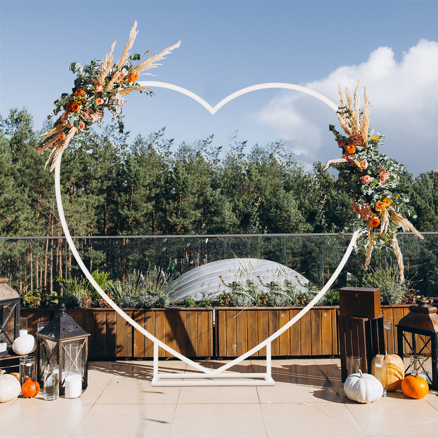 7.2ft Heart Shaped Wedding Metal Balloon Arch Stand Frame Display Kit Ceremony