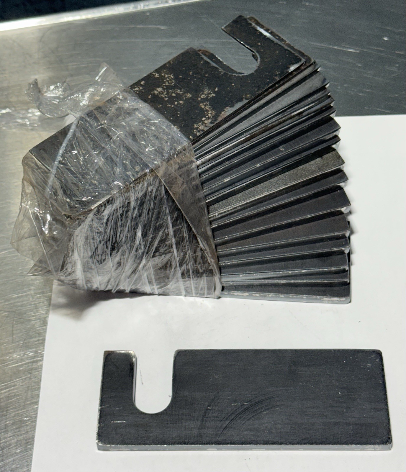 (18) 5-1/2” L x 2” W Steel Strap Shim Plate Assorted Thickness F Hole Size 3/4”