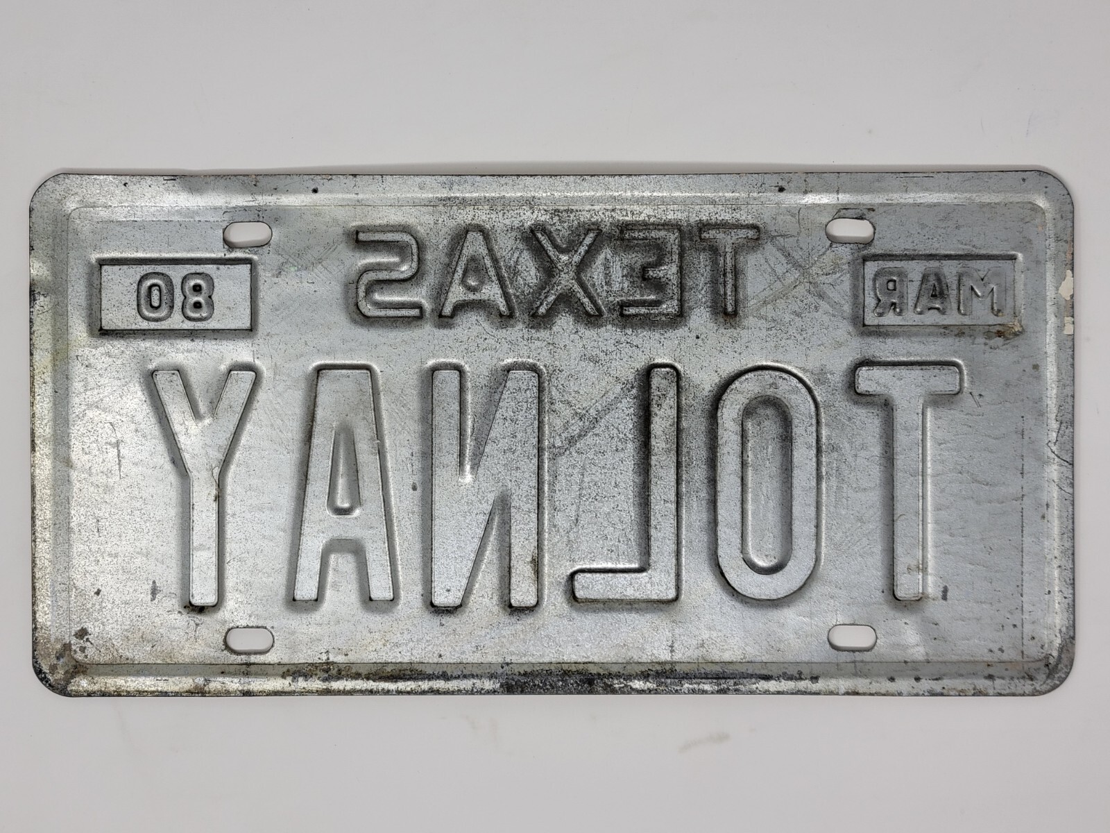 Set of (5) 1970s & 1980s Texas Vanity License Plates - TOLNAY - Vintage