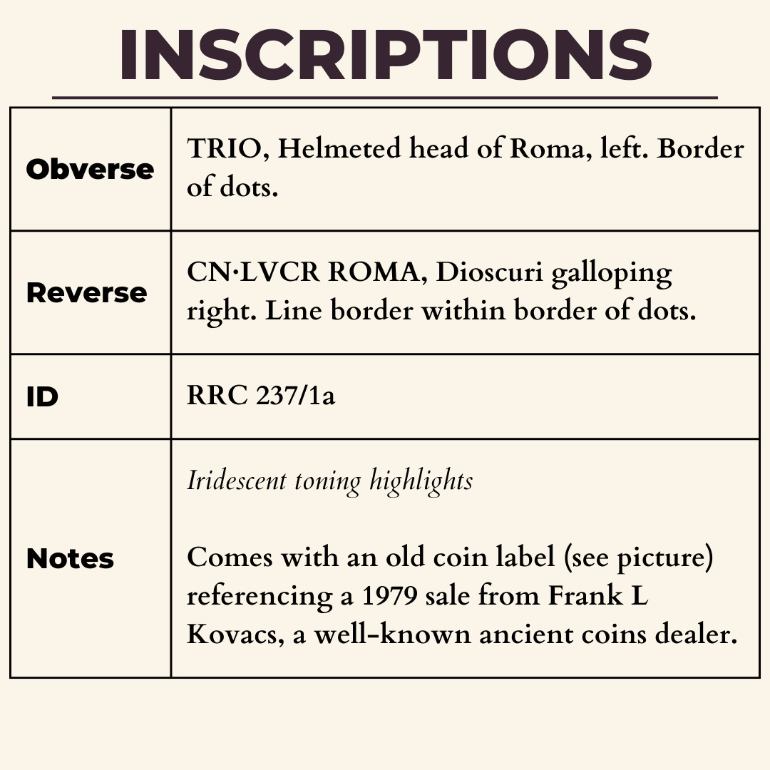 Roma Head Denarius XF 136BC Ancient Roman Republic Silver Coin Lucretius Trio