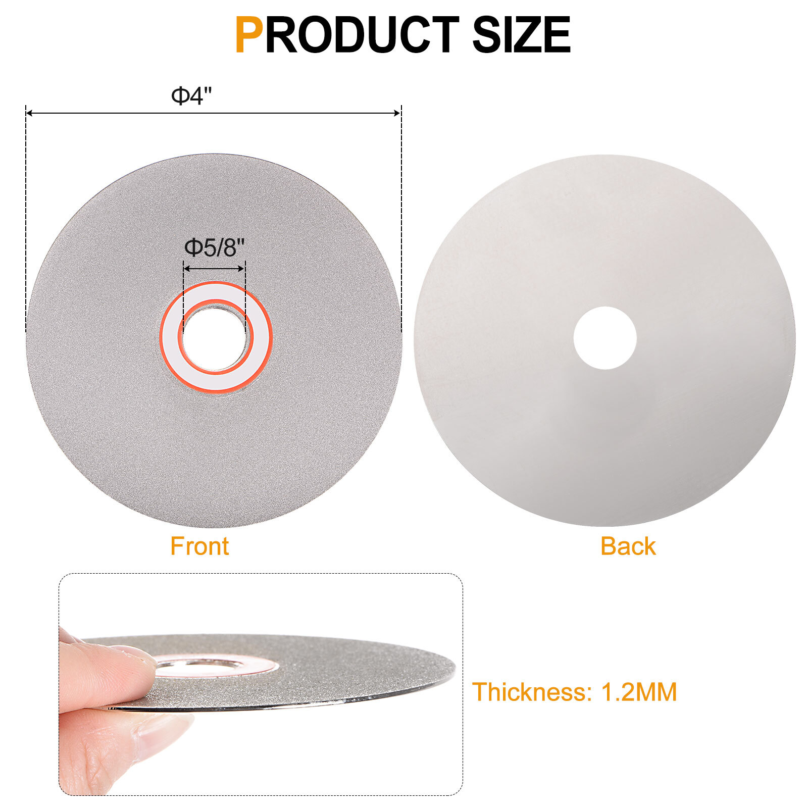 Diamond Flat Lap Disc Set 4x5/8Inch Arbor 600/1200/2000/3000 Grit Grinding Wheel