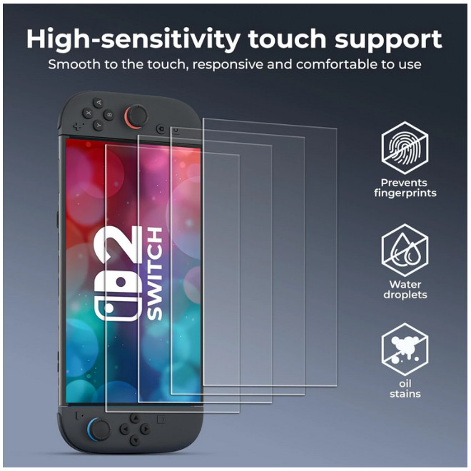 Lot of 12 (3 packages of 4) HEYSTOP HD Screen Protector for Nintendo Switch 2