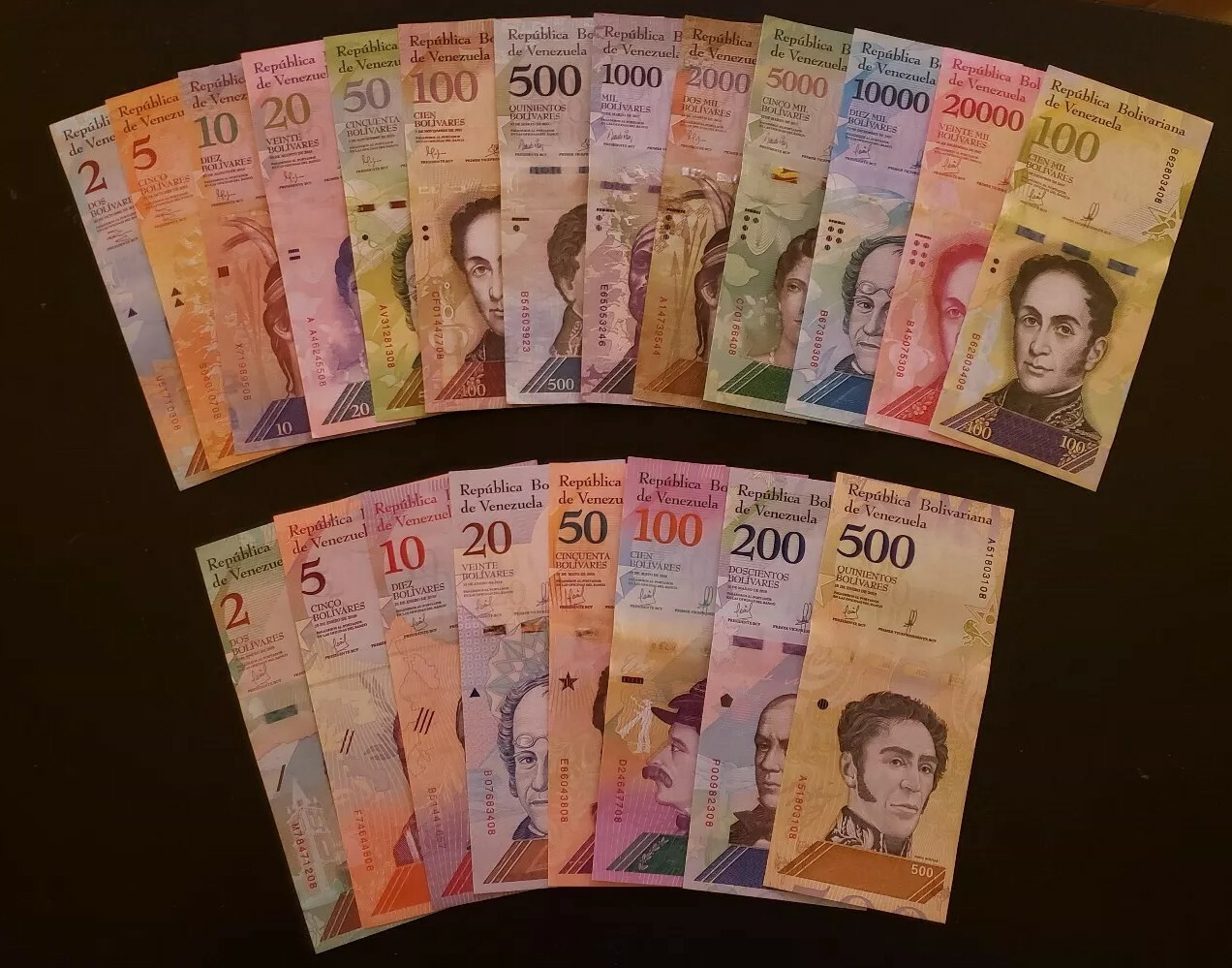 Venezuela Full Set 2 - 100,000 Bolivares, 2-500 Soberanos plus 6 newest -27 PCS