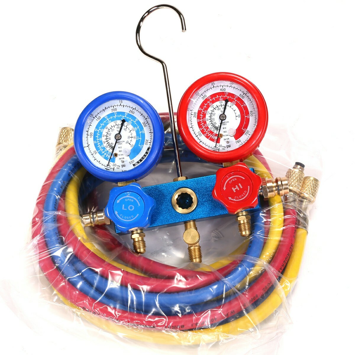 Manifold Gauge set Combo 4 CFM Air Vacuum Pump HVAC + R134A Kit AC A/C