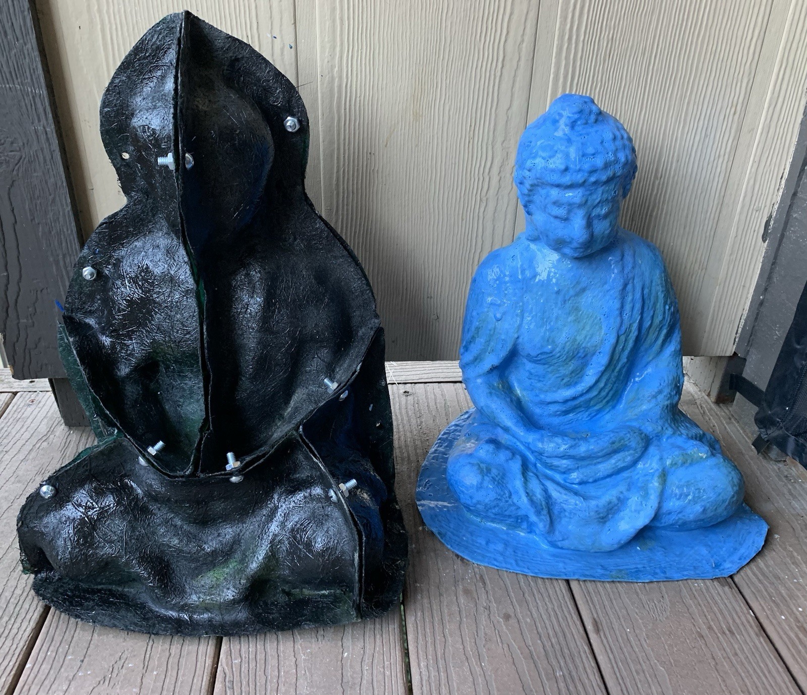 LATEX RUBBER MOLD + Fiberglass Casing Sitting Buddha H. 17” YKM-5126 Blue Mold