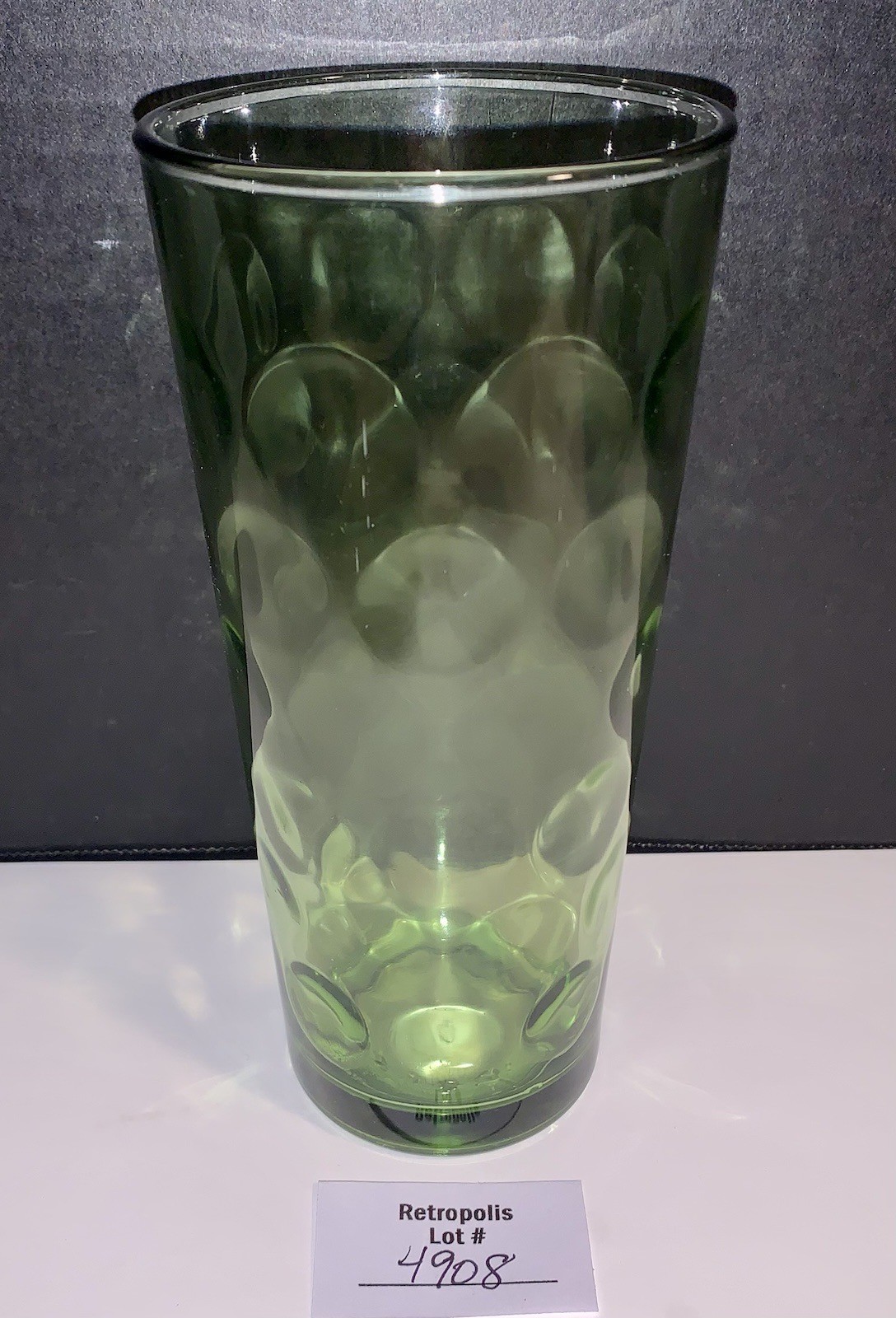 Vintage MCM Hazel Atlas Green El Dorado Optic Dot Glass Tumbler