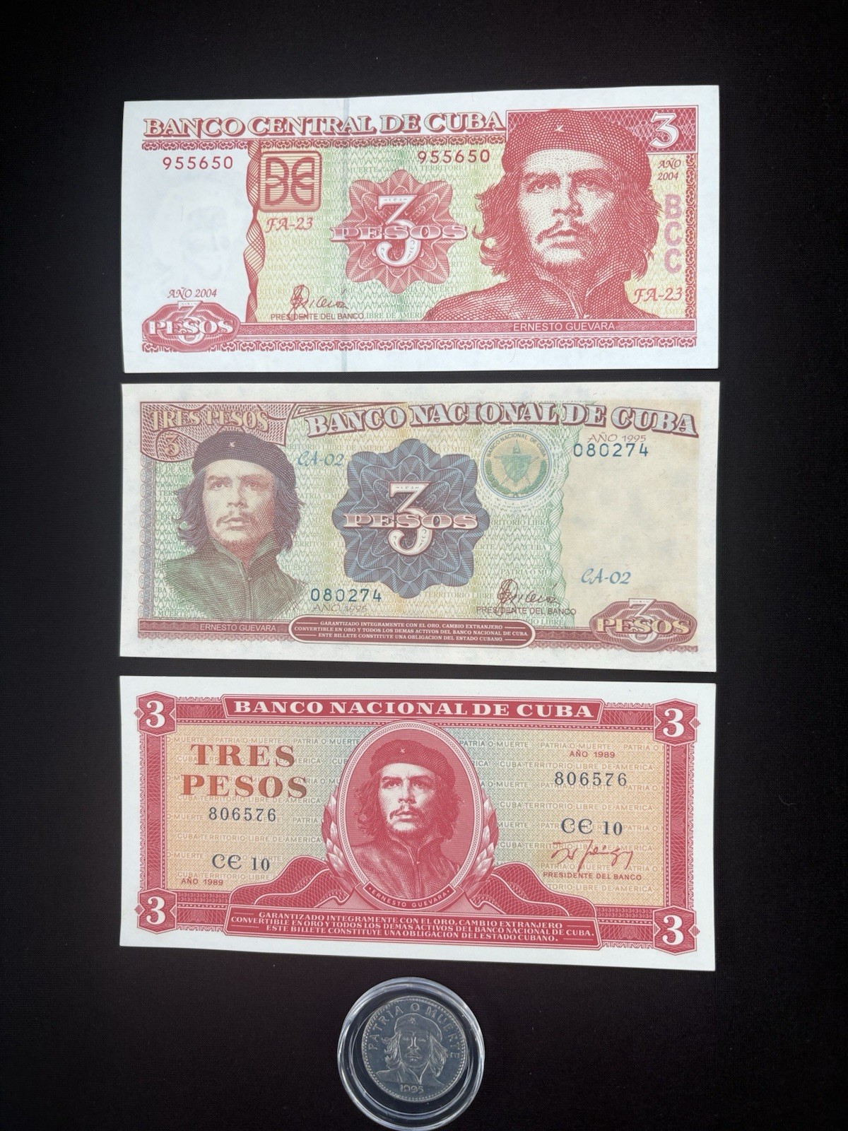 L@@K  CENTRAL AMÉRICA BANKNOTES 3 DIFFERENTS 3 PESOS & COIN PRETTYS