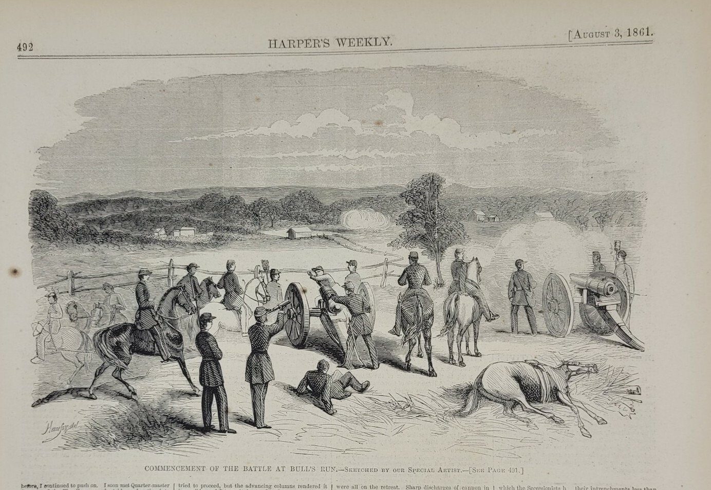 Battle of Bull Run 1861 Vintage Print artillery