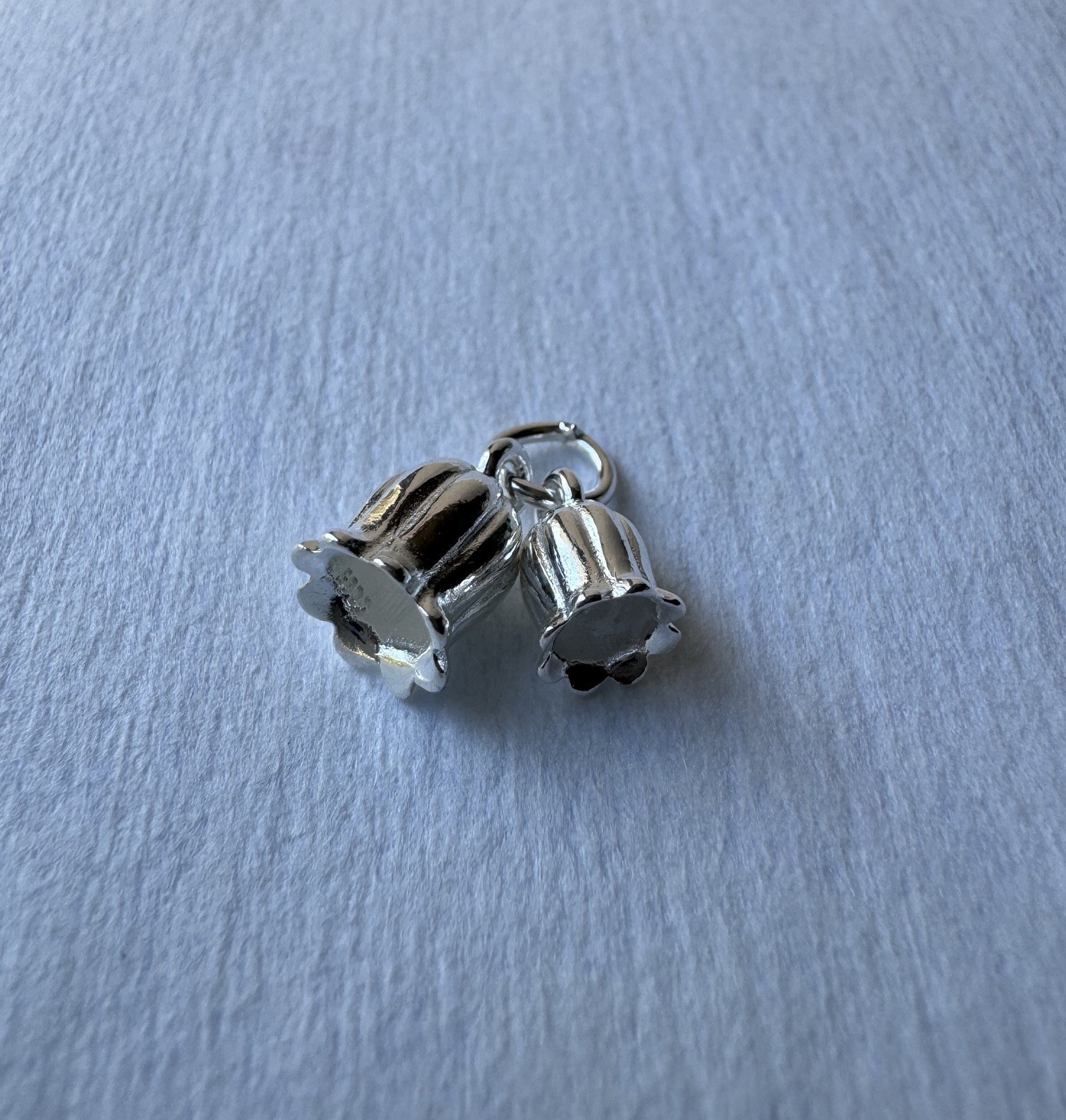 Sterling Silver Lily Of The Valley 925 Set Of 2 Charms 3D Bracelet Stamped New