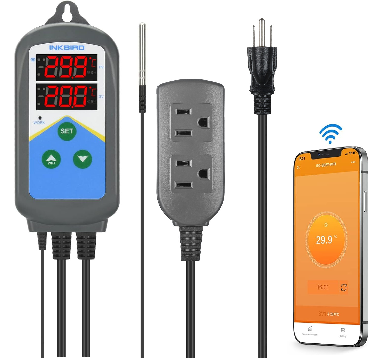 INKBIRD WiFi Thermostat Temperature Controller Heating Incubator Greenhouse