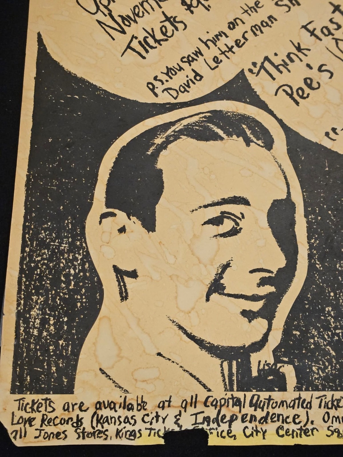 Vintage Pee-wee Herman Live Show Poster 1980s Uptown Theatre Kansas City