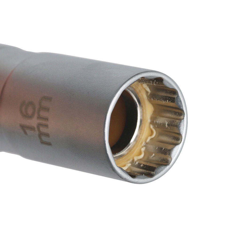 14mm & 16mm Thin Wall Magnetic Swivel Spark Plug Socket 12-Point Removal Tool