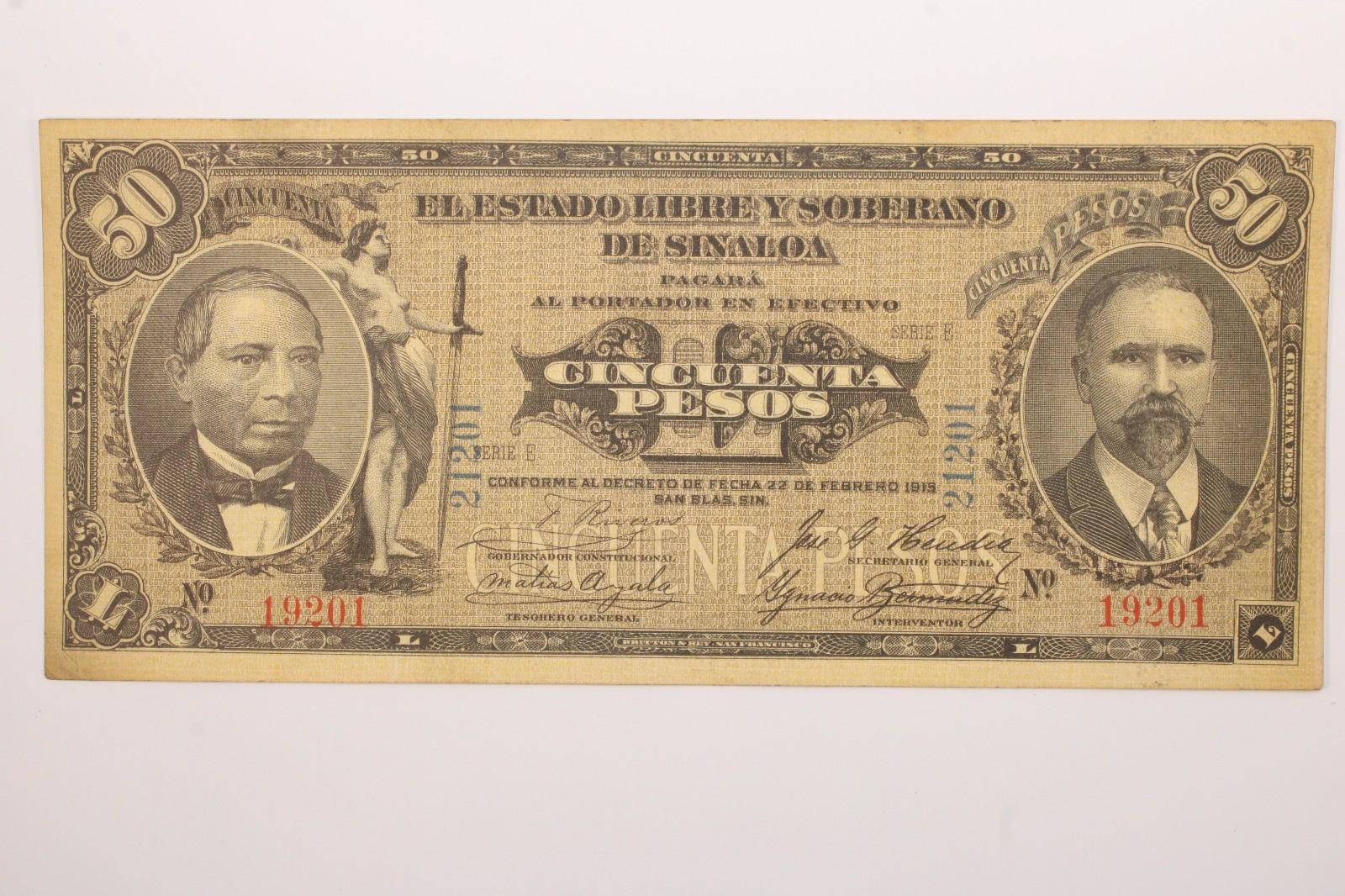 Mexico, 50 Pesos, Estado de Sinaloa, 1915 # 0424