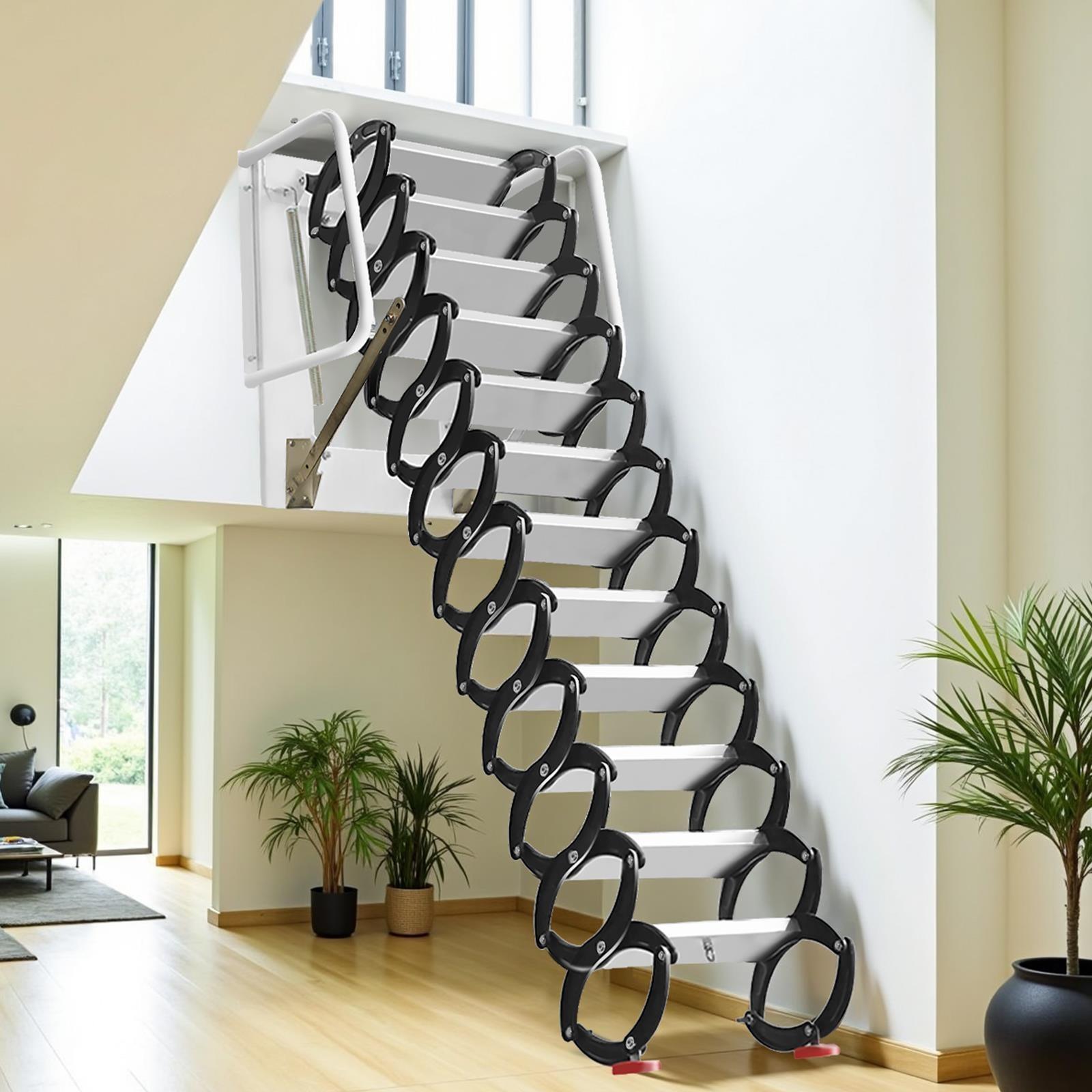 1102lb Anti-Slip Attic Ladder,Wall-Mounted Attic Ladder Pull Down System forRoof