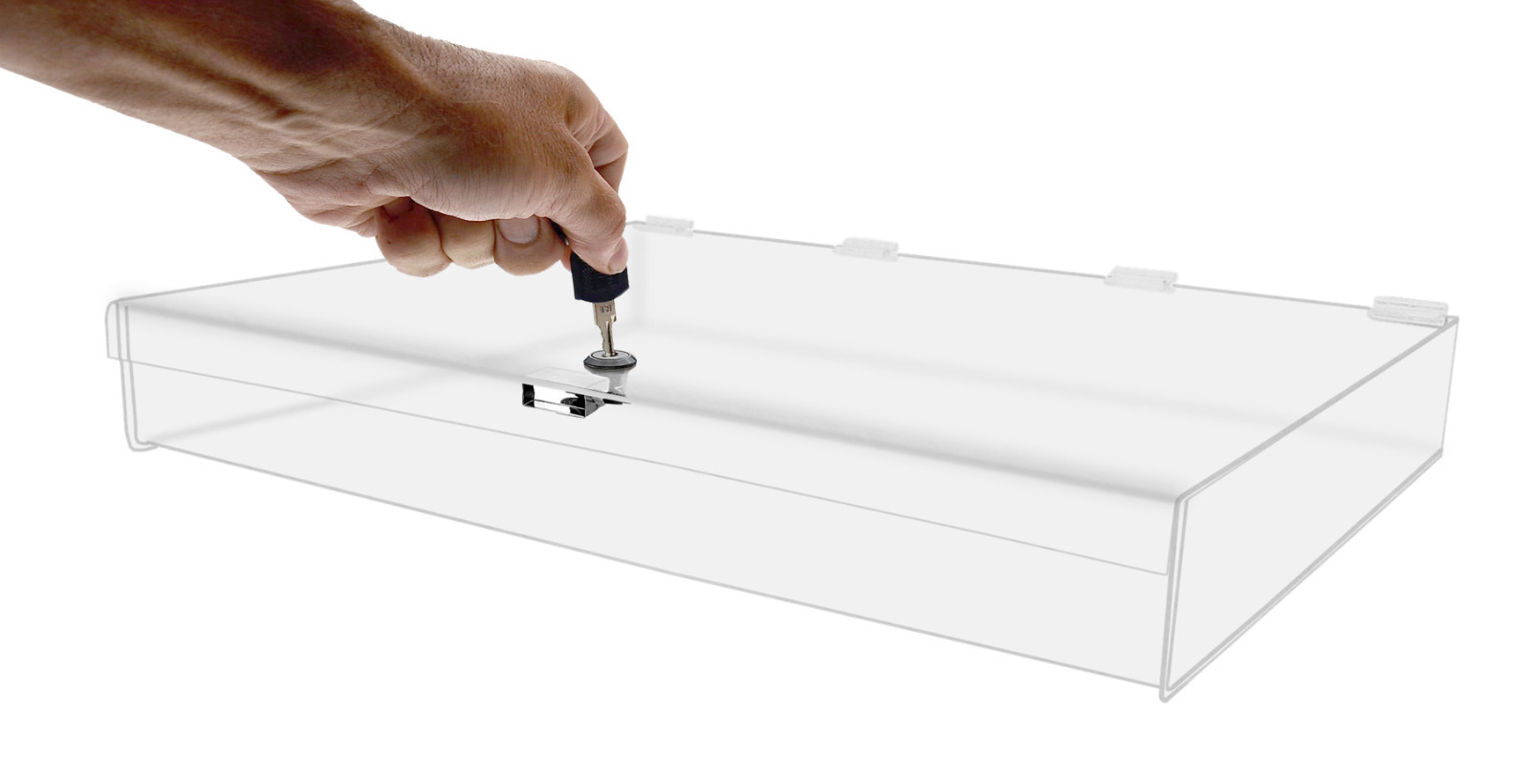 Locking Case 24" x 18" x 3.75" Display Box Clear Acrylic Hinged Tray