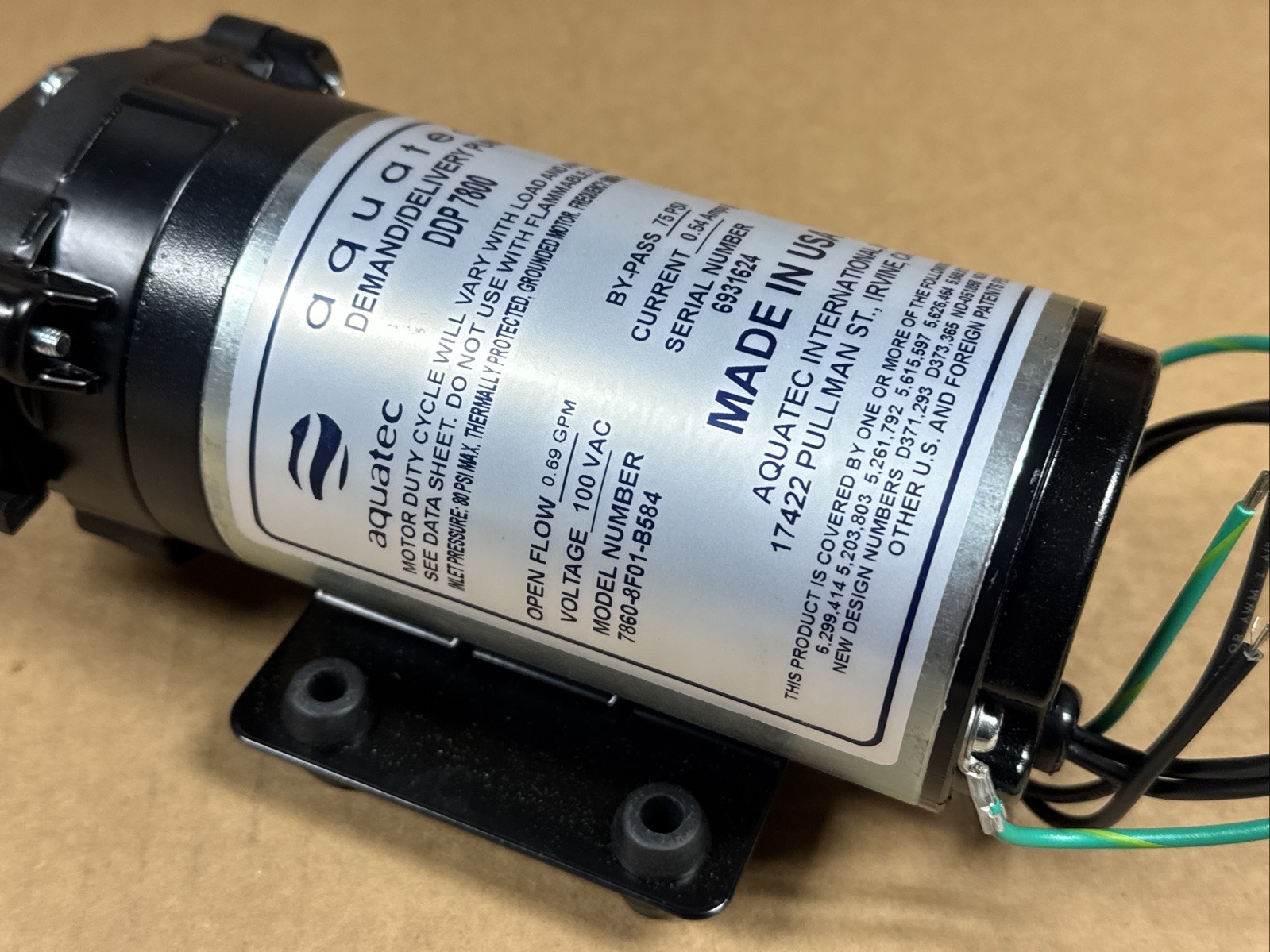 NEW Aquatec DDP 7800 Demand Delivery Pump 7860-8F01-B584 100V 0.69GPM FAST SHIP