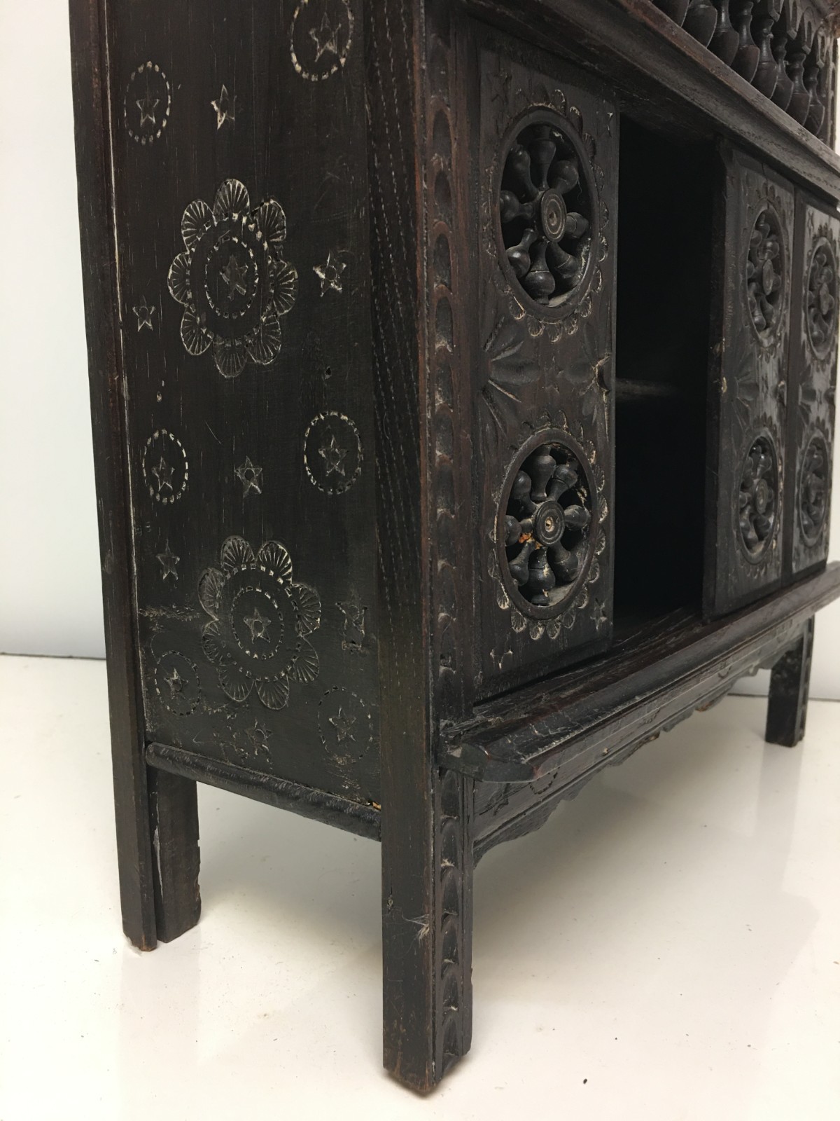 MIniature French Breton Salesman sample cabinet Wood antique 1900s Gorgeous Rare