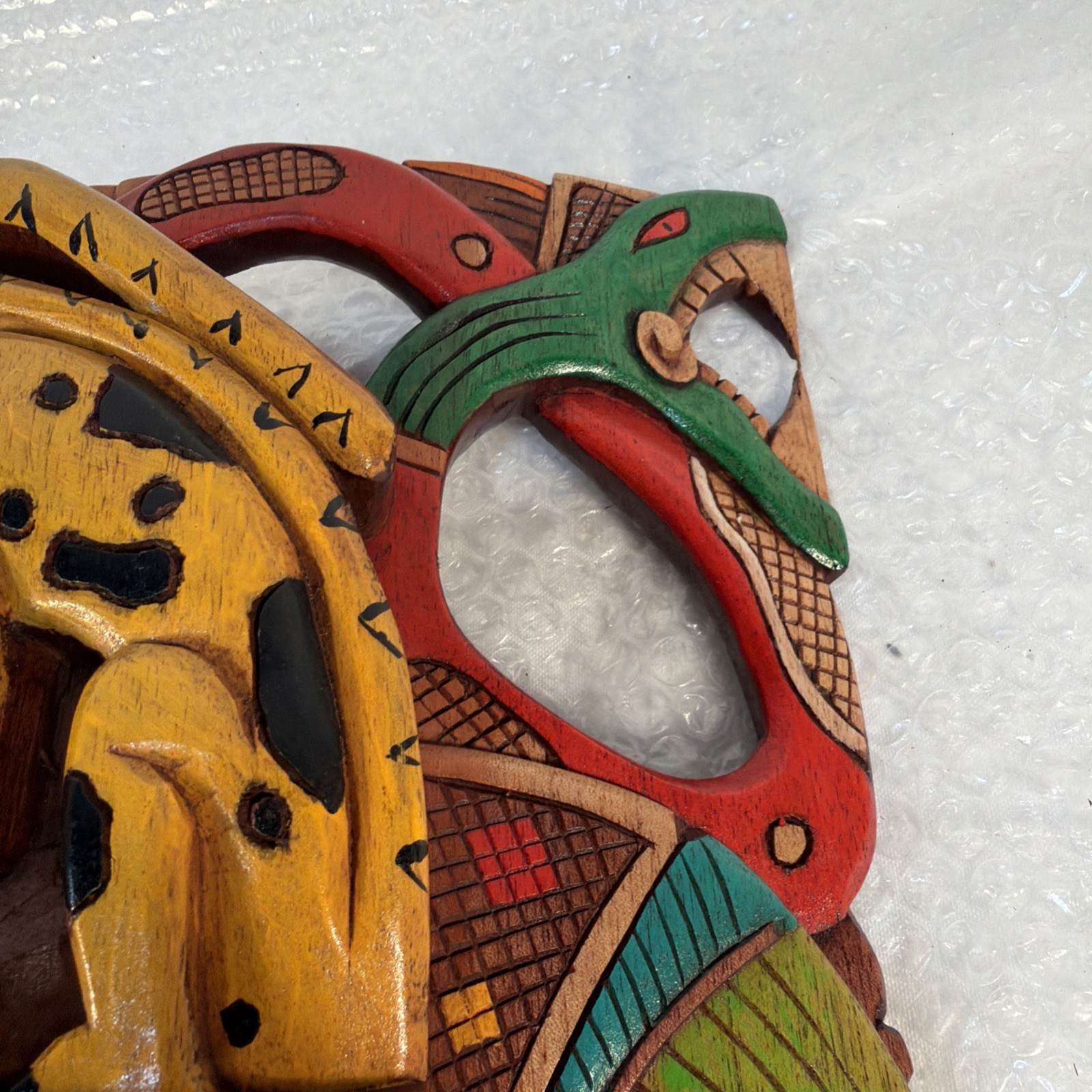 Hand-Carved Wooden Mayan Mask From Mexico