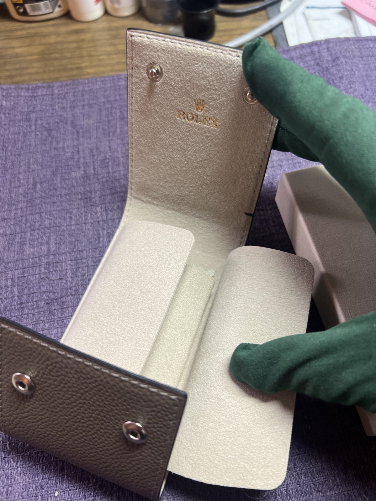 Rolex taupe leather travel pouch.New sealed In Box. Dealer New version Gift 🎁