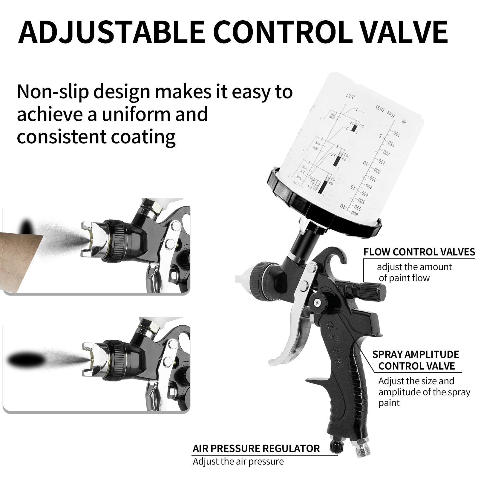 Hvlp Spray Gun W/1.4/1.7/2.0/2.5mm Gravity Feed Air Paint Gun for Car Painting