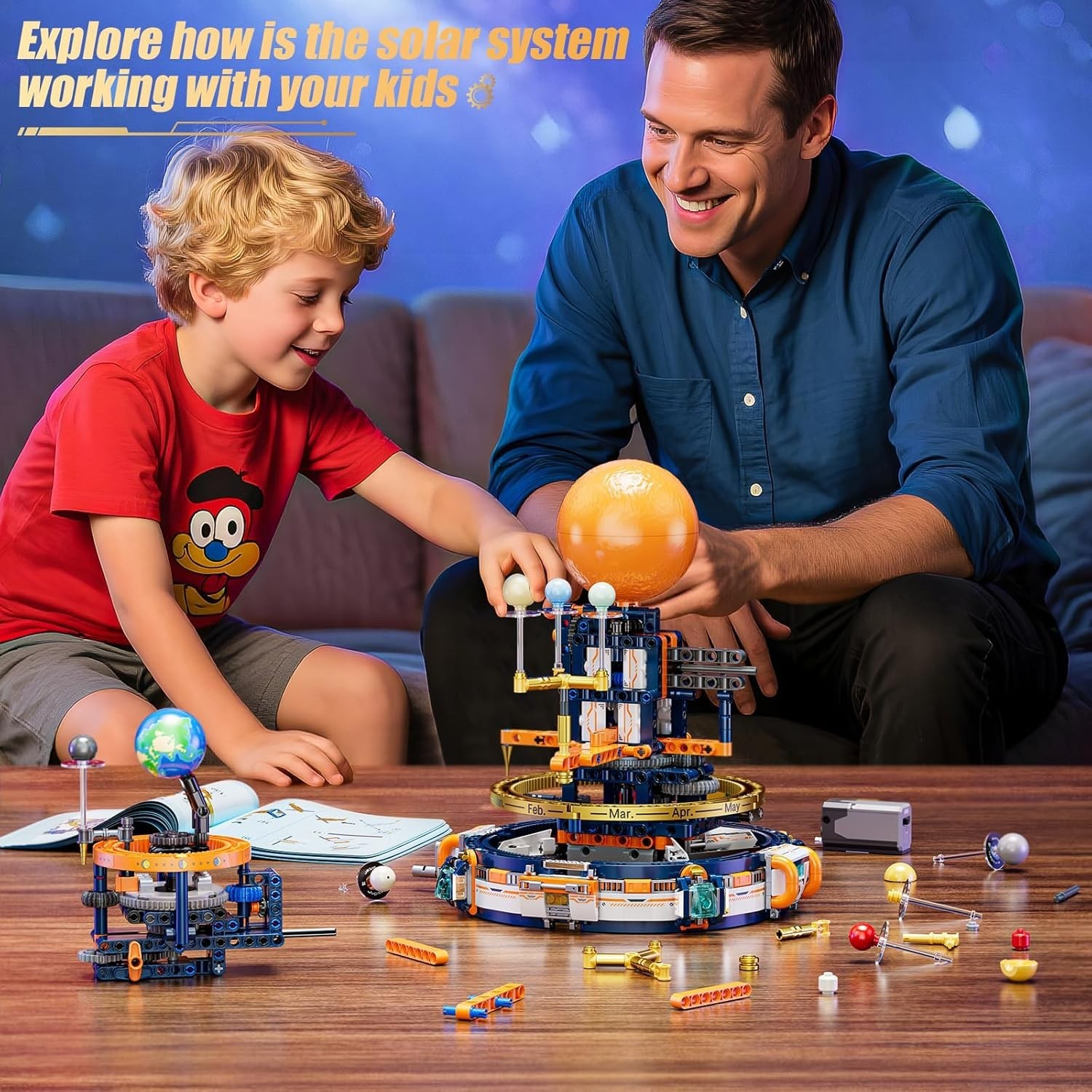 Solar System Building Set - Electric Solar System Model with Dynamic Lighting an