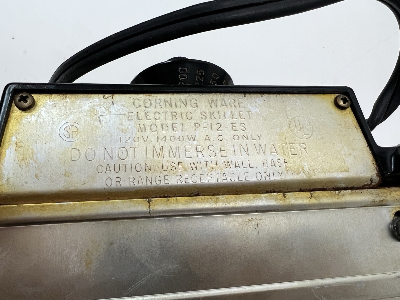 Vintage Corning Ware Electromatic Electric Skillet Hot Plate Warmer P-12-ES