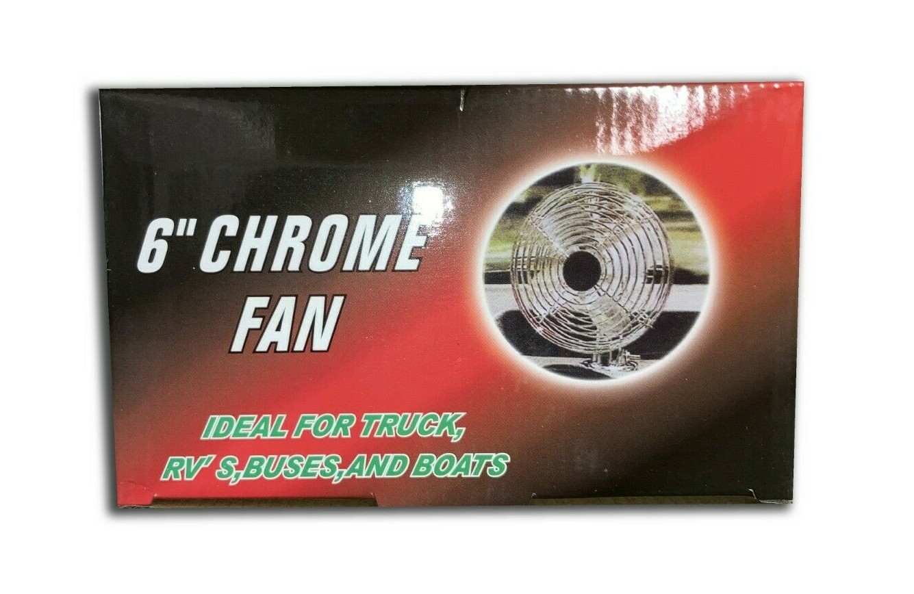 Cab Dash Fan (Chrome) 2 Speeds, 6" - Peterbilt, Kenworth, Freightliner