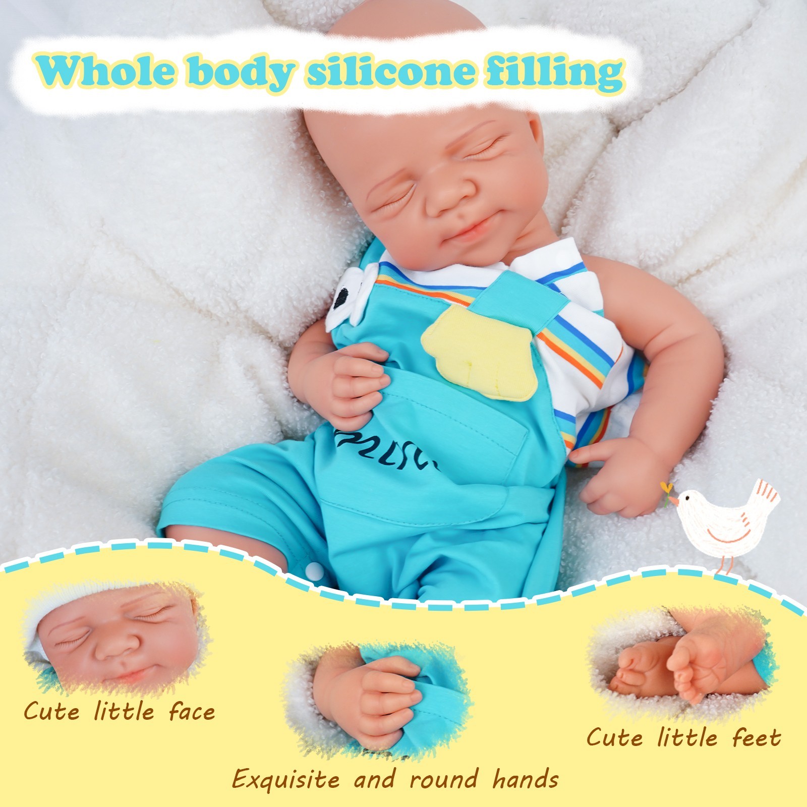 19.68'' solid silicone doll silicone reborn doll silicone boy doll toys gifts
