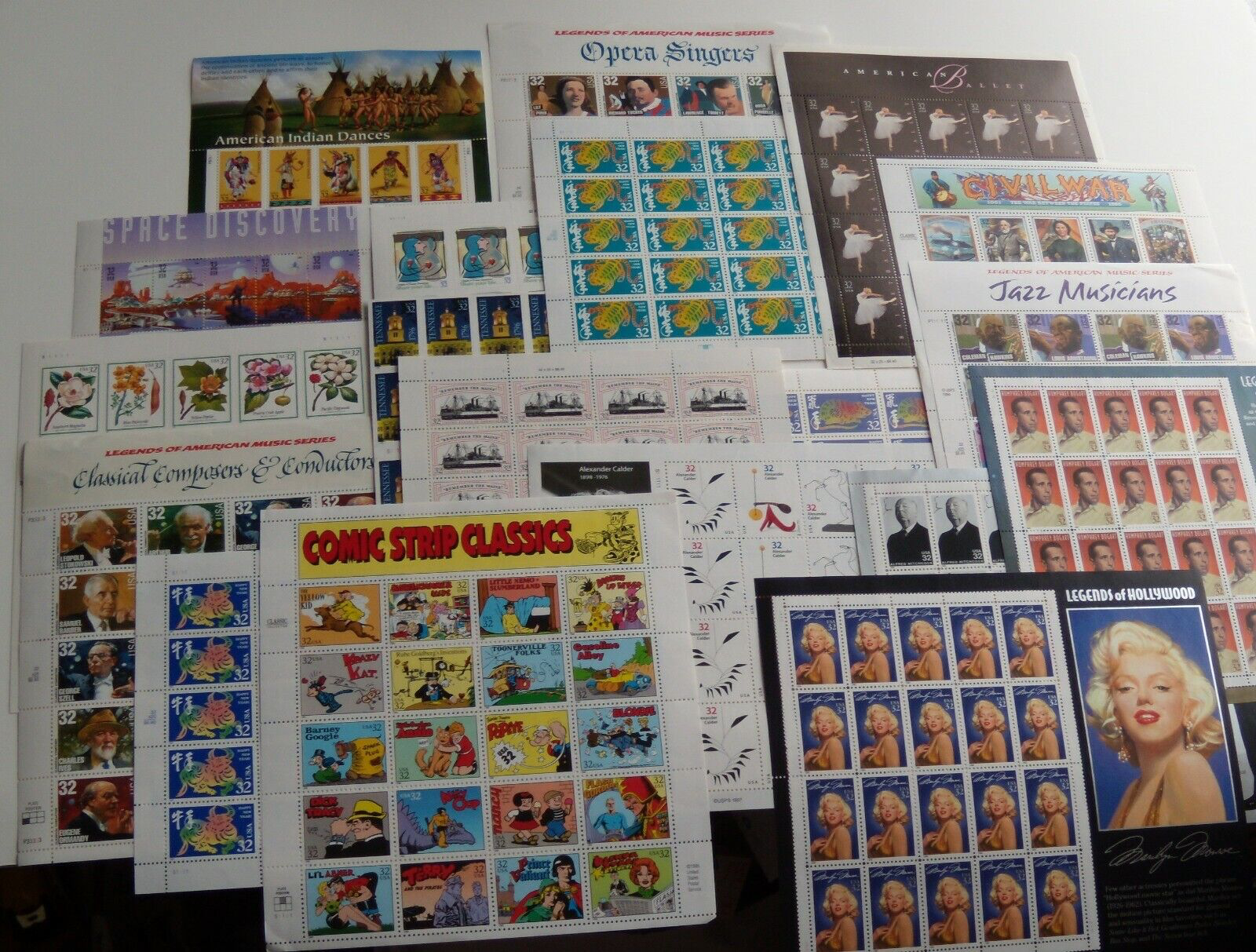 Five (5) Sheets x 20 = 100 of Assorted Mixed Designs of 32¢ US USA Postage Stamp