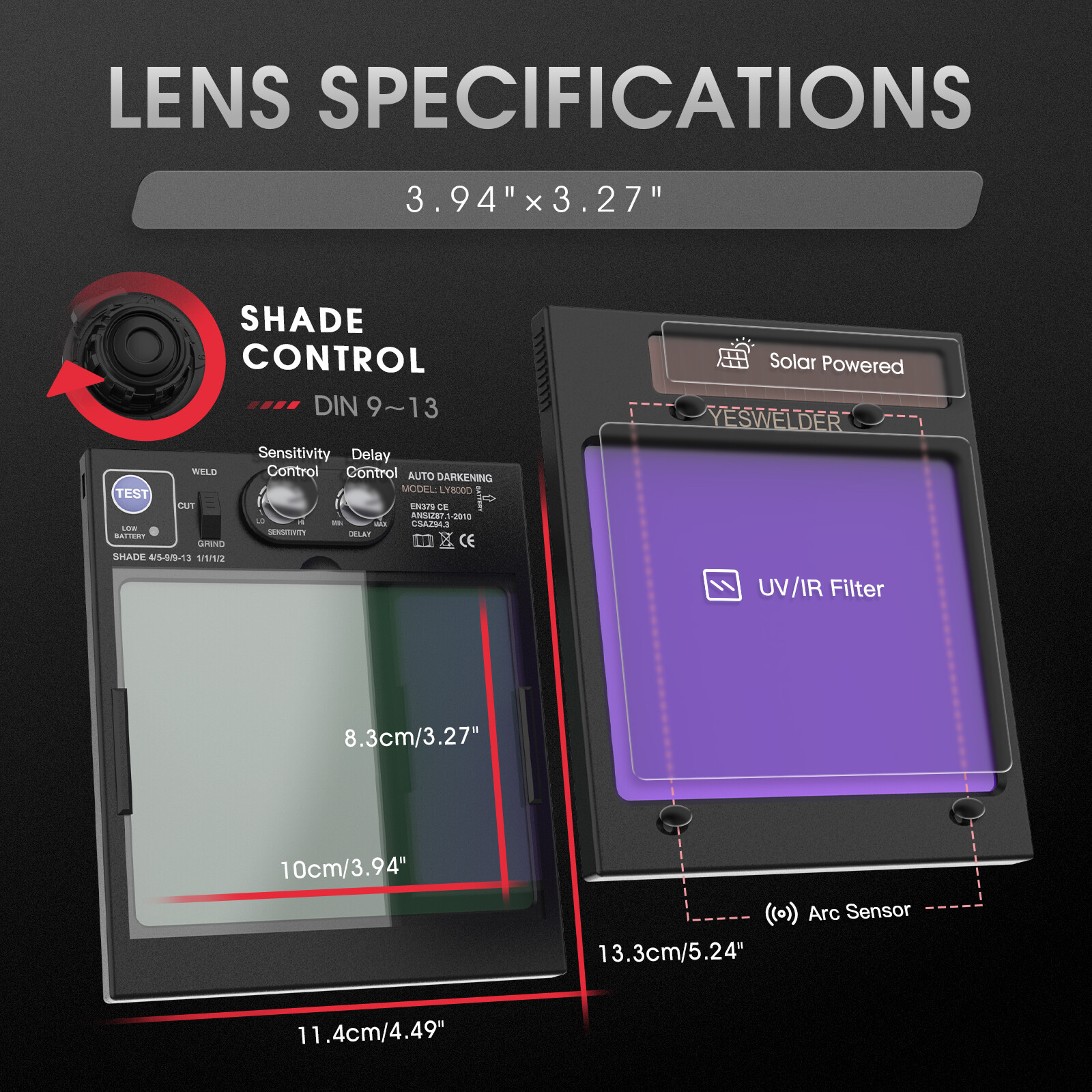 Auto-Darkening Welding Helmet,Large View True Color Welder Helmet with Side View