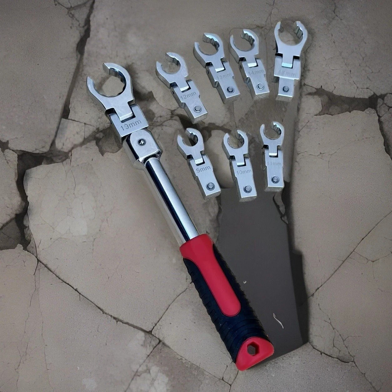 9pcs Flare Nut Flexible Open End Offset Box Wrench Metric Set Brake Line Wrench